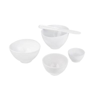 Imagem de Kit com 4 cubetas e 1 espátula - GIANINI'S, Branco