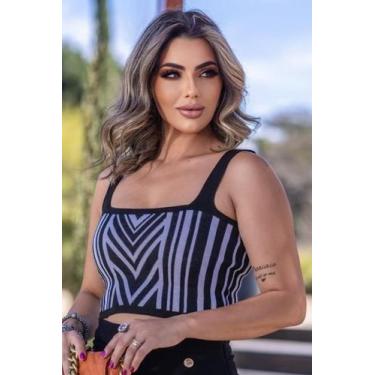 Imagem de Cropped Tricot Detalhe Listra Em V Cropped Tricot Detalhe Listra Em V-