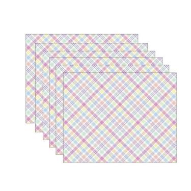 Imagem de Kit Jogo Americano Páscoa Xadrez Colorido - NSW, 6 Peças