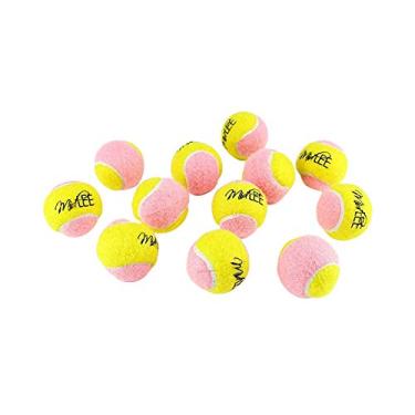 Imagem de Midlee X-Small Dog Bolas De Tênis 1,5" Pacote De 12 - Cachorrinho Mini Fetch Pet Pequenas Bolas De Tênis -Amarelo/Rosa