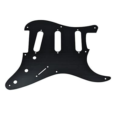 Imagem de KAISH 8 furos metal alumínio anodizado estilo vintage ST/Strat SSS Pickguard placa de proteção contra palhetas de guitarra para USA/México Stratocaster/Strat preto