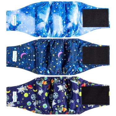 Imagem de Paw Legend Fraldas laváveis para cães machos, faixas de barriga para cães machos, fraldas reutilizáveis para filhotes e cachorros (pacote com 3, GG)