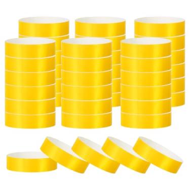 Imagem de PATIKIL Pulseiras de papel para eventos, pacote com 200 pulseiras neon para festa, pulseiras coloridas à prova d'água para identificação de concerto, pulseiras de mão para entrada de bar amarelo