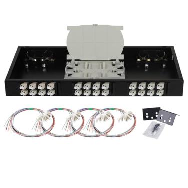 Imagem de FYBOPTWU -24 Duplex 48 portas LC multimodo OM2 caixa de montagem em rack com tranças e acopladores, caixa de painel de remendo LGX de 48 núcleos serve para armários de rack de 48 cm