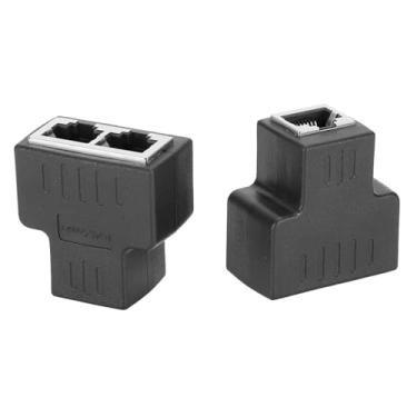 Imagem de 2pcs Adaptador de Cabo Ethernet 1-in 2-out Rj45 Interface Fêmea Lan Conector Extensor de Cabo Divisor para Internet, Preto (AYNEFYny1e8ptb3i-11)