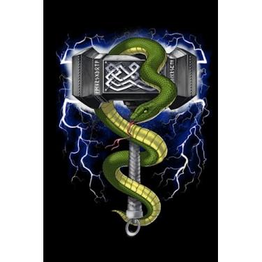 Imagem de Norse Mythology Notebook: Norse Viking Warrior Hammer Scandinavian Nordic Black Lined Notebook