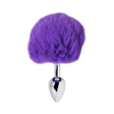 Imagem de Plug Anal de Metal com Cauda de Pelo Artificial 6,5 cm x 2,5 cm (Lilás)