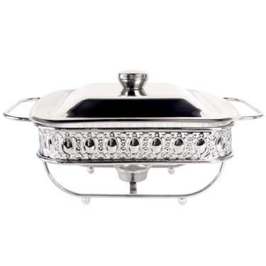 Imagem de jinsongdafa Caçarola assadeira de vidro com tampa e prateleira de aço inoxidável, assadeira grande para caçarola e lasanha, máquina de lavar louça, freezer, micro-ondas e forno (quadrado prateado, 1,4