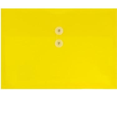 Imagem de JAM PAPER Envelopes de plástico com fecho de botão e cordão de amarrar - Folheto de letras - 23,5 x 33,5 cm - Amarelo - Pacote com 3
