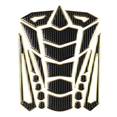 Imagem de Protetores universais pretos de tanque de gás para motocicleta - adesivos protetores de tanque de combustível de óleo a gás adesivos protetores de almofada de tanque adesivos de (Borda de ouro preto)