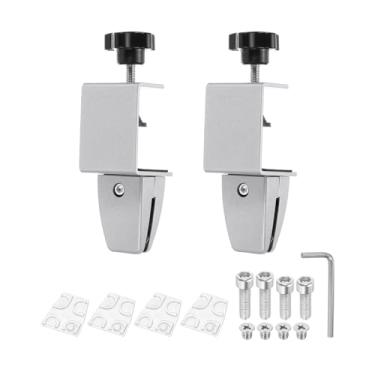 Imagem de PATIKIL Braçadeira de suporte para divisória de mesa de 4,3 x 3,3 x 6 cm, 2 peças de braçadeira de alumínio para divisória de mesa, suporte de proteção contra espirros para painel de mesa de