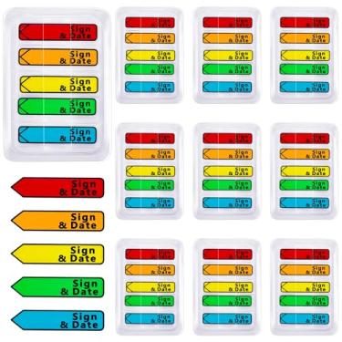 Imagem de Colarr Pacote com 10 1000 peças, assinar aqui, abas de data, assinar aqui, adesivos de data, bandeiras, por favor, mensagens para caderno de escritório, anotações, livros notariais (multicolorido,