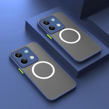 Imagem de Capa magnética fosca de luxo para Xiaomi 14 Ultra 14T Pro Mi 13 Pro 12 11 Ultra 10 9, capa protetora de carga sem fio à prova de choque, azul, para Xiaomi 14 Pro