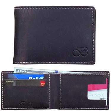 Imagem de Carteira masculina Baurdi Alamo de couro genuíno com dobra dupla marrom (Mocha), Mocha, One Size