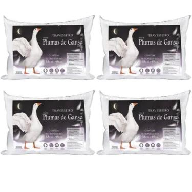 Imagem de Travesseiro Pluma De Ganso Extra Macio Premium 4 Pçs Barato - Home Fer