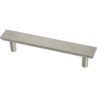 Imagem de Franklin Brass P40845K-SN-B Puxador de gaveta de armário chanfrado simples 3-3/4" (96 mm), níquel, pacote com 5