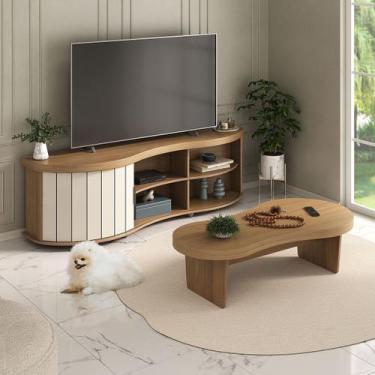Imagem de Sala de Estar Completa para TV Até 75 Polegadas Magnum Carvalho/Off Wh