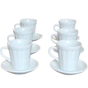Imagem de Jogo 6 xícaras de Café e Chá com pires - 120 ml Tipo Copo Americano - 