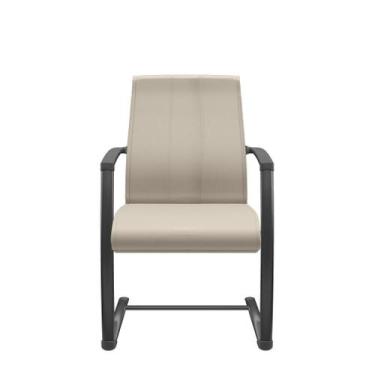 Imagem de Cadeira Suprema Diretor Vinil Fixa em S Contínuo Preto com Braços Fixo