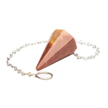 Imagem de Pêndulo Quartzo Vermelho Pedra Natural Lapidação Facetado - Cristaisde