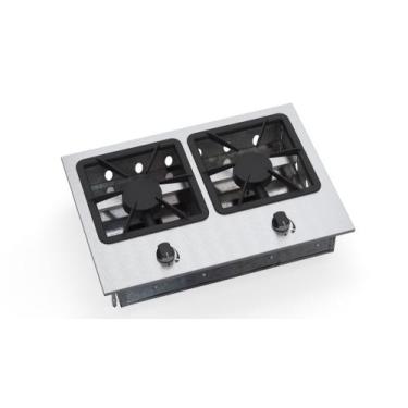 Imagem de Fogão Cooktop 2 Bocas Em Inox Queimador Simples 27x27 - Lider Grill