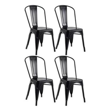 Imagem de Kit 4 Cadeiras Design Tolix Iron Industrial Aço Metal Preta - Frigopro