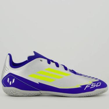 Imagem de Chuteira Adidas F50 Club Messi Futsal Juvenil Prata, 35