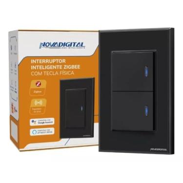 Imagem de Interruptor Inteligente Zigbee Novadigital 2 Teclas Físicas Tuya Smart Life Alexa 110V 220V Preto