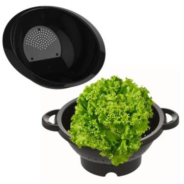 Imagem de Kit Escorredor e Lavador de Massa Arroz De Plástico Preto - uninjet