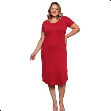 Imagem de Vestido Midi Plus Size Saruel Com Bolsos Básico Fenda - Ateliê 326, Ve