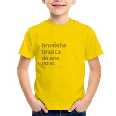 Imagem de Camiseta Infantil Brusinha branca de ano novo - Foca na Moda, Amarelo,