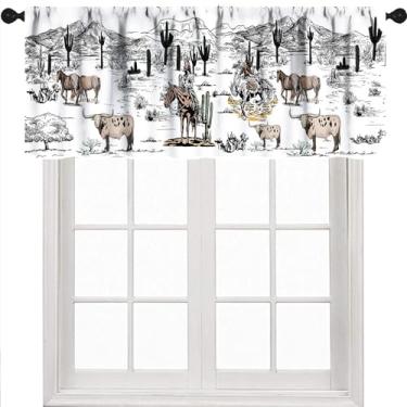Imagem de Canguru de janela ocidental, fazenda, campo, selvagem, caubói cavalgo, cacto, cortinas de janela, tratamentos para quarto, sala de estar, cozinha, 1 peça, 137 x 45 cm