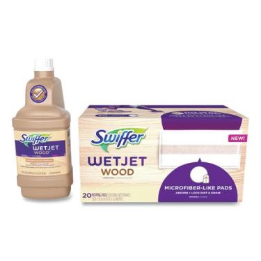 Imagem de Swiffer Esfregões WetJet para limpeza de piso, limpador de piso de madeira, pacote de refil de esfregão, inclui: 20 blocos, 1 solução de limpeza