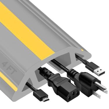 Imagem de MYFAMIREA Capa para cabo de piso de 1,2 m, protetor de cabo resistente com extensão de 3 canais, capa de fio de PVC para piso externo capa de cabo de gerenciamento de esconder para fio no chão para