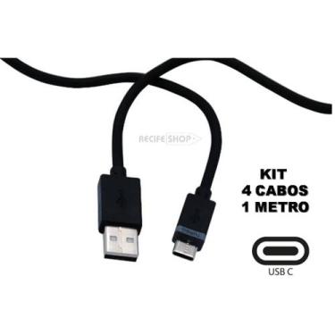 Imagem de Kit com 4 Cabos USB Tipo C de 1 Metro  Conexão Rápida e Segura - Atomo