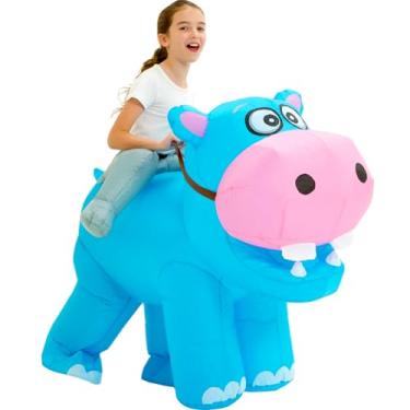 Imagem de One Casa Blow Up Party Costume,Inflatable Costumes for Kids,Riding Hippo Costume,Halloween Costumes for Girls Boys (7-10YRS)