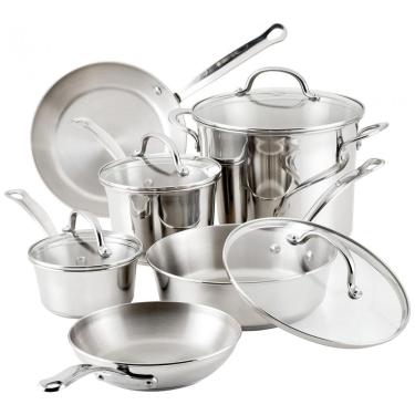 Imagem de Conjunto de Panelas e Frigideiras de Aço Inoxidável, 10 Peças, FARBERWARE 75653, Prateado