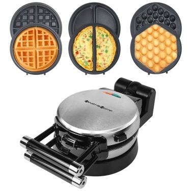 Imagem de Máquina de Waffle, 3 Placas Antiaderentes, 1000W, 110v, HEALTH AND HOME, Prateado