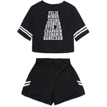 Imagem de JUNG KOOK SKZ Camisa + Conjunto de Shorts Merch Hyunjin Felix Leeknow Bangchan Changbin Seungmin Camiseta Shorts
