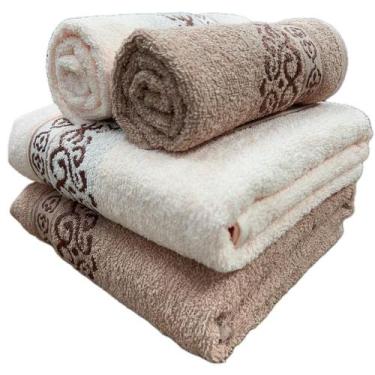Imagem de Jogo de Banho Karsten 4 peças Softmax Jacquard Macio Textura, MA Deser