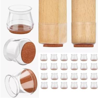 Imagem de KIT 24 PROTETOR DE SILICONE TRANSPARENTE COM FELTRO FLEXIVEL PEZINHO PARA CADEIRA MESA E MOVEIS COZINHA SERVE PÉ REDONDO OU QUADRADO SEM RUIDOS E ARRANHOES NO PISO NÃO RISCA RESISTENTE UNIVERSAL (24)