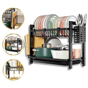 Imagem de Escorredor de Louças Porta Pratos Copos e Talheres Preto - Mzcell, Pre