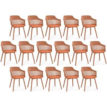 Imagem de Kit 16 Cadeiras de Jantar Estofada Marcela - Marrom - Magazine Decor