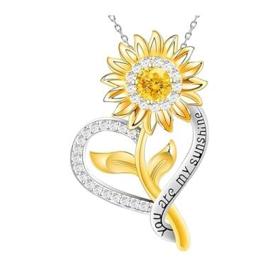 Imagem de CCJM Presentes de aniversário para mulheres, presentes de Natal para mulheres, colar de girassol, colar banhado a ouro 18K You Are My Sunshine, presentes de dia das mães, presentes de aniversário -