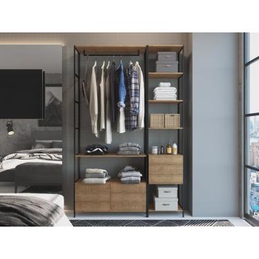 Imagem de Conjunto de 2 Estantes Guarda-Roupa para Closet com 5 Gavetas Industrial