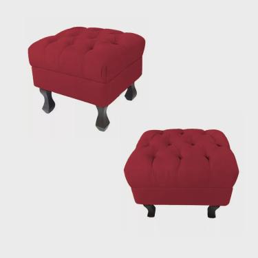 Imagem de Kit 02 Puffs Retrô Luis Xv Capitonê Vermelho - ds Estofados