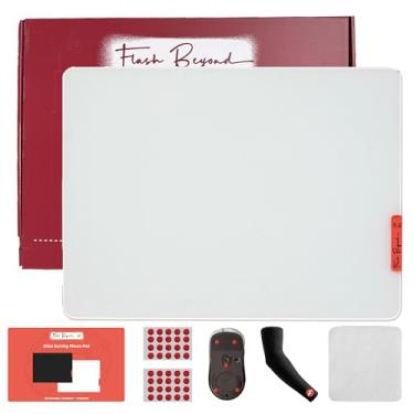Imagem de Mouse pad para jogos Flash Beyond Glass | Superfície de precisão ultra suave com base antiderrapante | Inclui manga de pulso refrescante e extra patinada | Branco, 39,9 cm × 30 cm