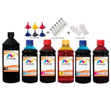 Imagem de Kit 6 Tinta Para Epson L805 T673120 CMYK 1 Litro Black e 500ml Color L