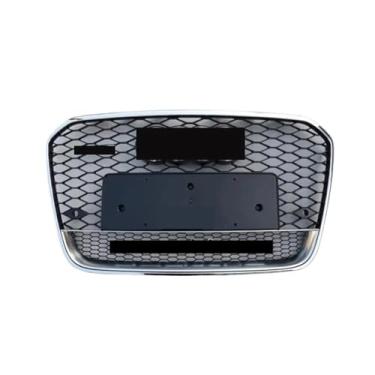Imagem de Rs6 estilo frente esporte hex malha favo de mel capa grill preto compatível para a6/s6 c7 2012 2013 2014 2015 acessórios de estilo de carro(D)