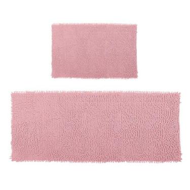 Imagem de Kit Tapete Bolinha 100x50cm e Tapete Bolinha 58x38cm - Rozac, Rosa